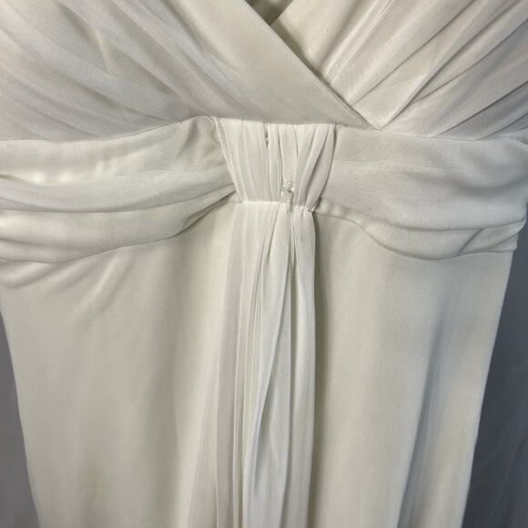 B. Smart 13/14 Ivory Chiffon Long Formal Gown Empire Waist Ruched Bust - Picture 7 of 14